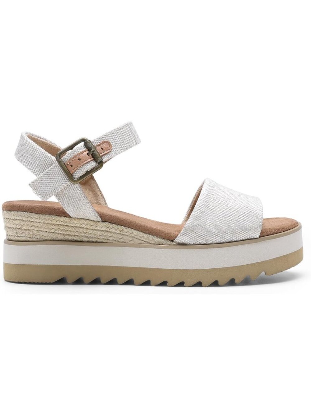 Women's Platform Wedge Sandals Ankle Strap Canvas Open Toe Summer Dressy Shoes - Picture 4 of 6